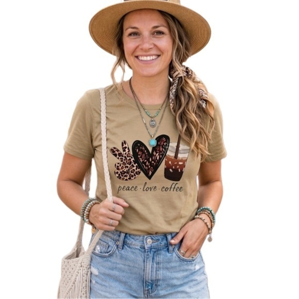 Peace Love Coffee Graphic Tee T-Shirt